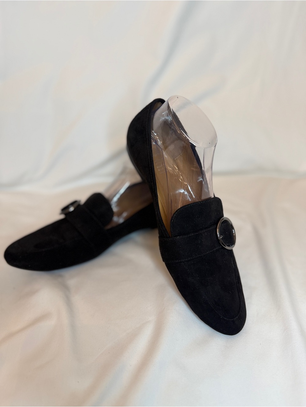 Nine West Black Suede Buckle Loafers